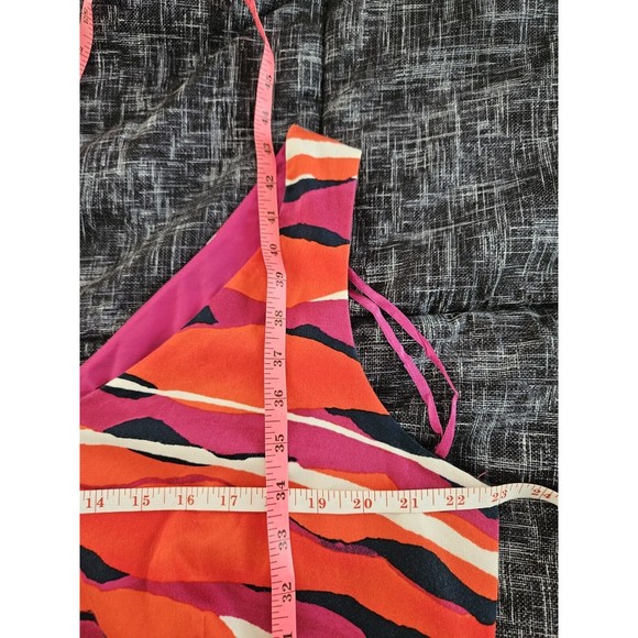 Anne Klein 18W Red Pink Navy Wave Stripe A Line Flare dress Work Cocktail - Picture 5 of 9